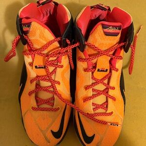 LeBron Orange and Black Basketball Shoes
